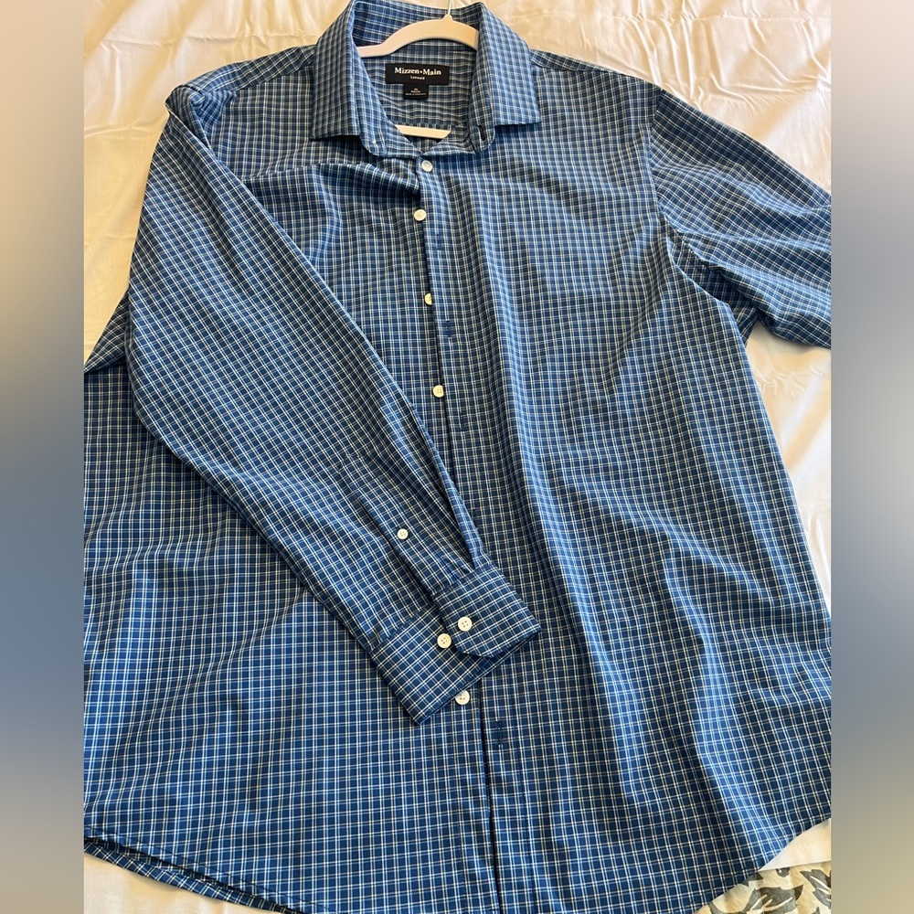 Mizzen + Main Leeward Dress Shirt, Size XL Classic Fit. Blue